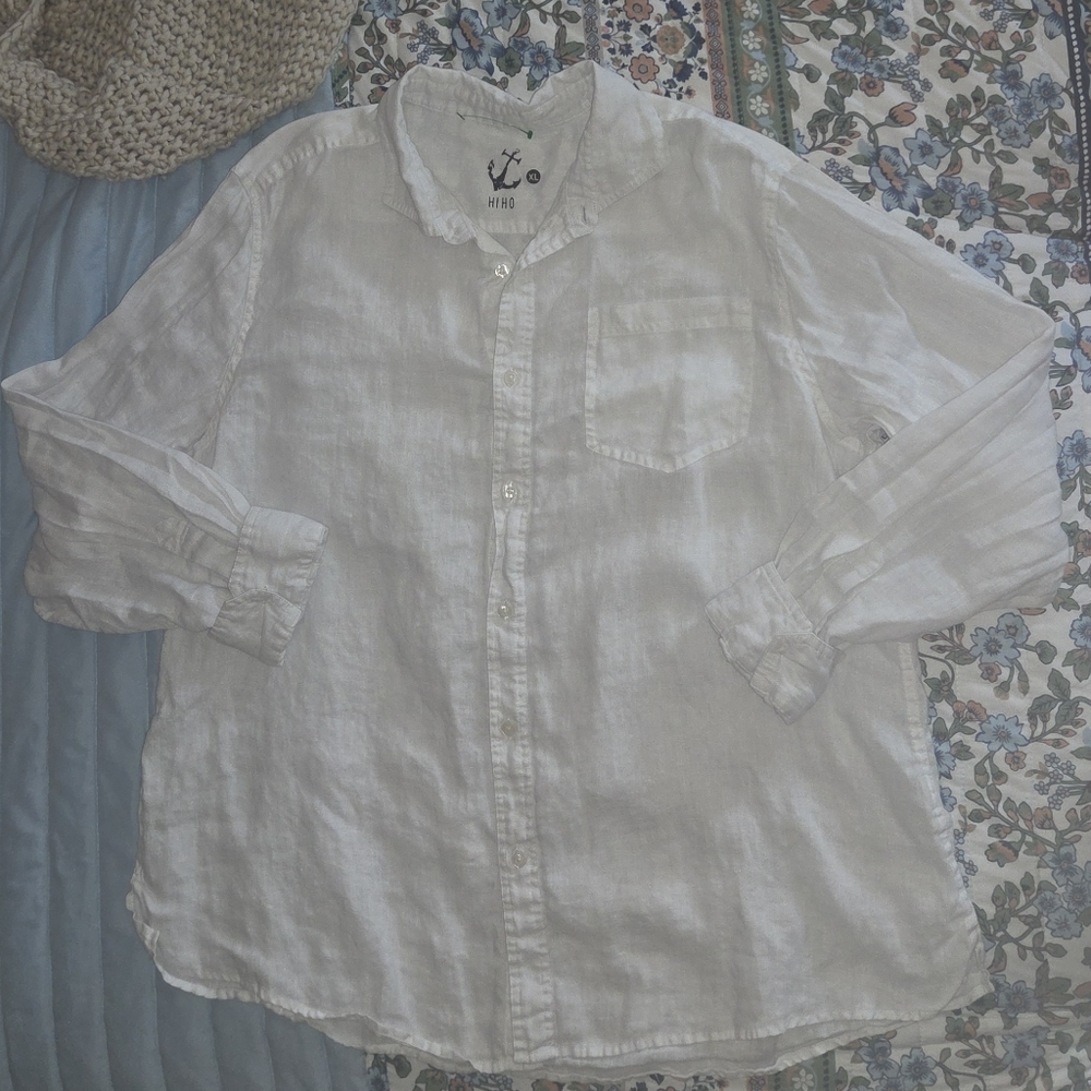HIHO Linen Shirt Hiho Button Up Shirt Mens Sz XL 100%